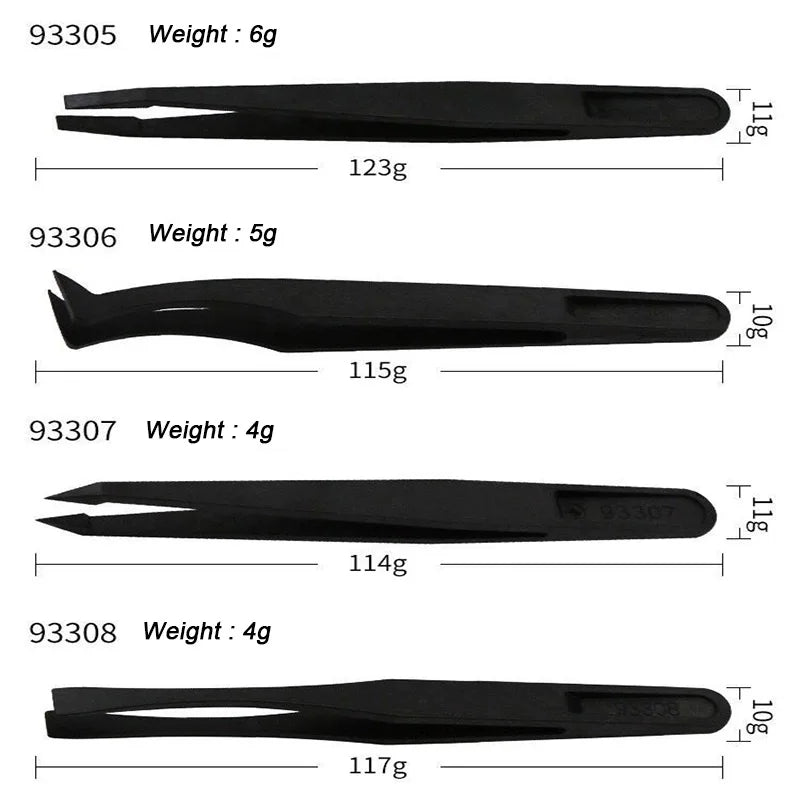 Carbon Fiber Plastic Bent Tweezers Elastic Antistatic Tweezers Hand Tools Electronics Repairing