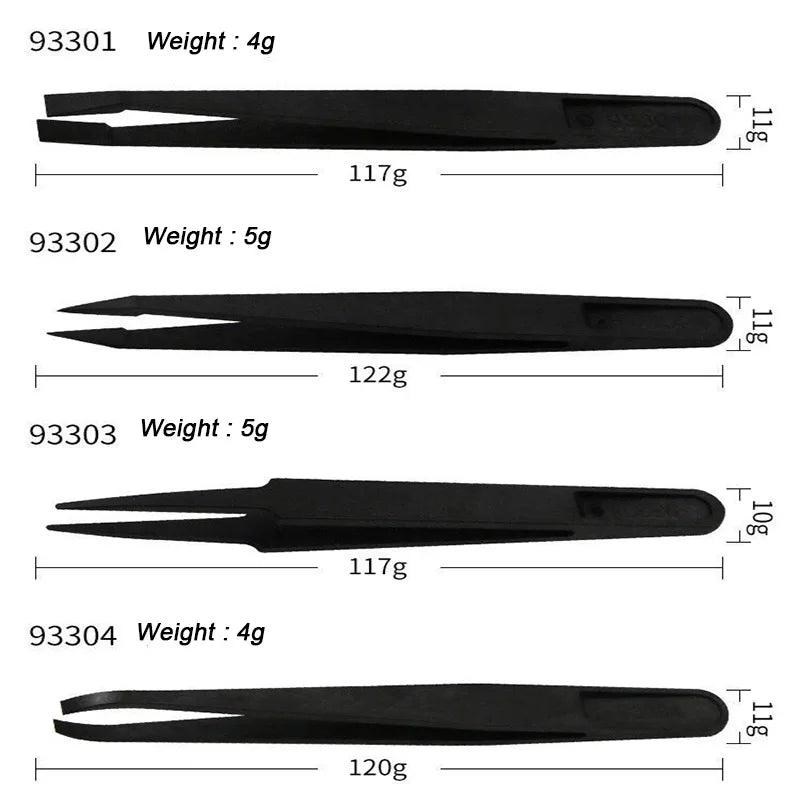 Carbon Fiber Plastic Bent Tweezers Elastic Antistatic Tweezers Hand Tools Electronics Repairing