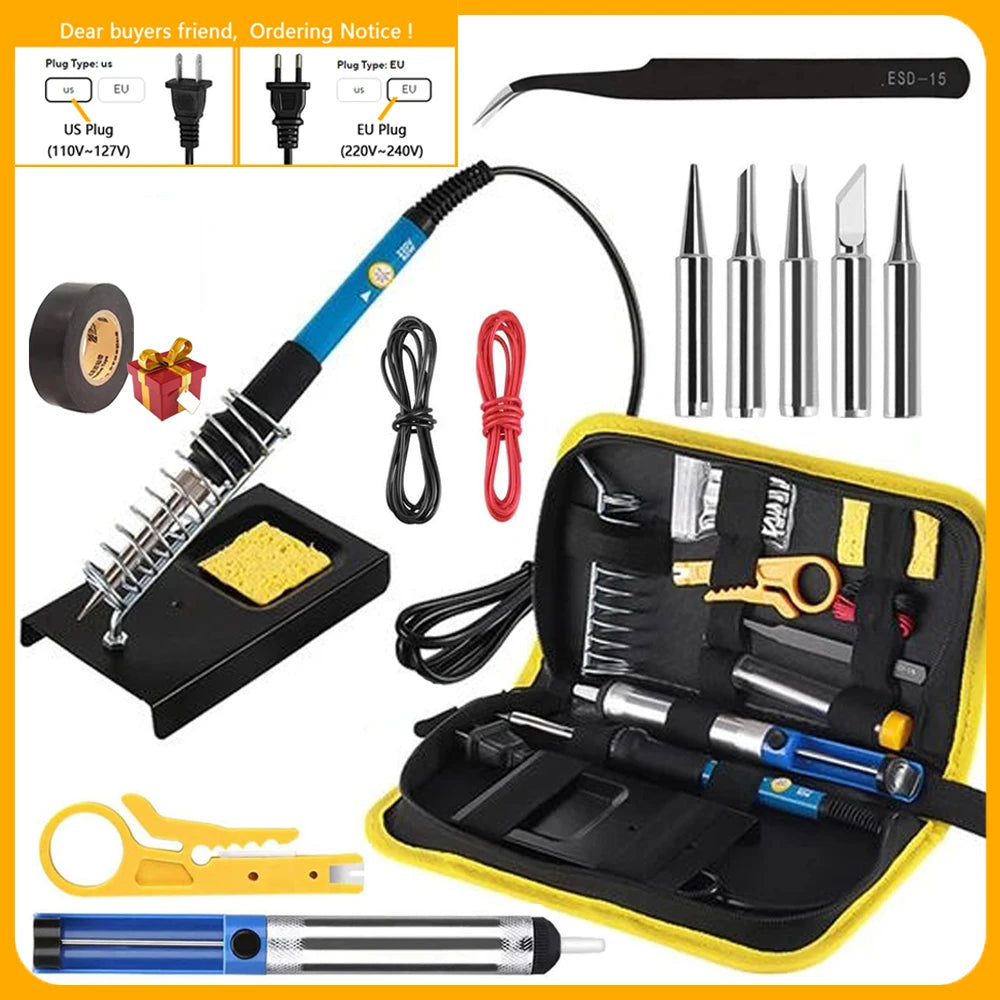 Soldering Iron Kit Welding Tool, 5 Extra Tips EU/US Plug 60W