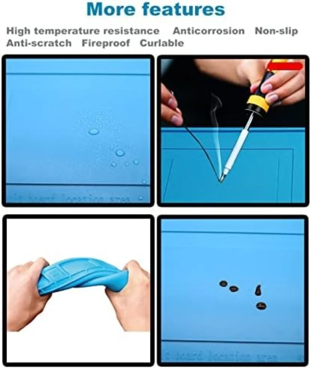 Magnetic Mat Silicone, Soldering Station, Heat Resistant 500°C,Anti-Static for Electronic Repairs