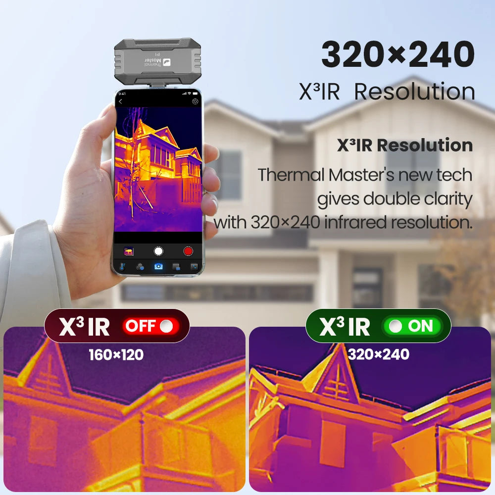 (iPhone&Android) P1 android thermal camera for iphone 320*240 X³IR Resolution 600℃ 25Hz HVAC House Inspection Camera