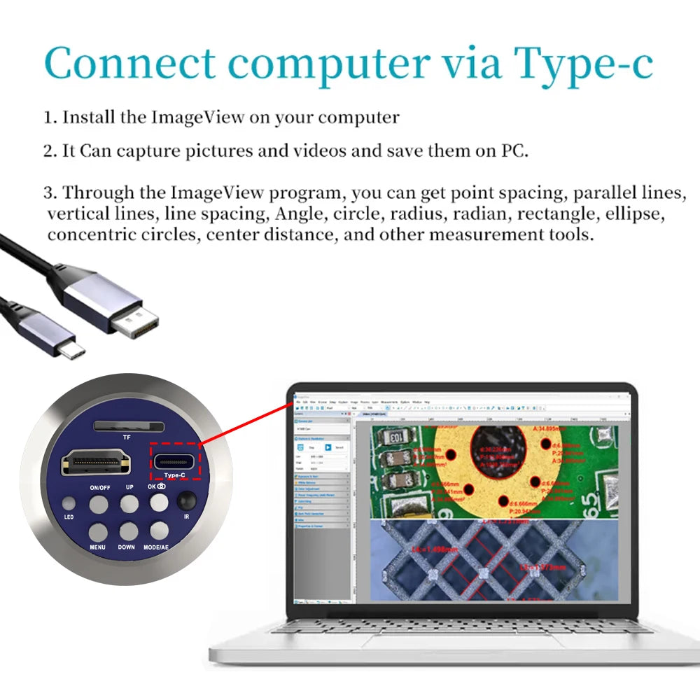 4K 48MP Industrial Microscope With Enhanced Stand, 150X Digital Video Microscope With USB-C HDMI Port For PCB Soldering Repair