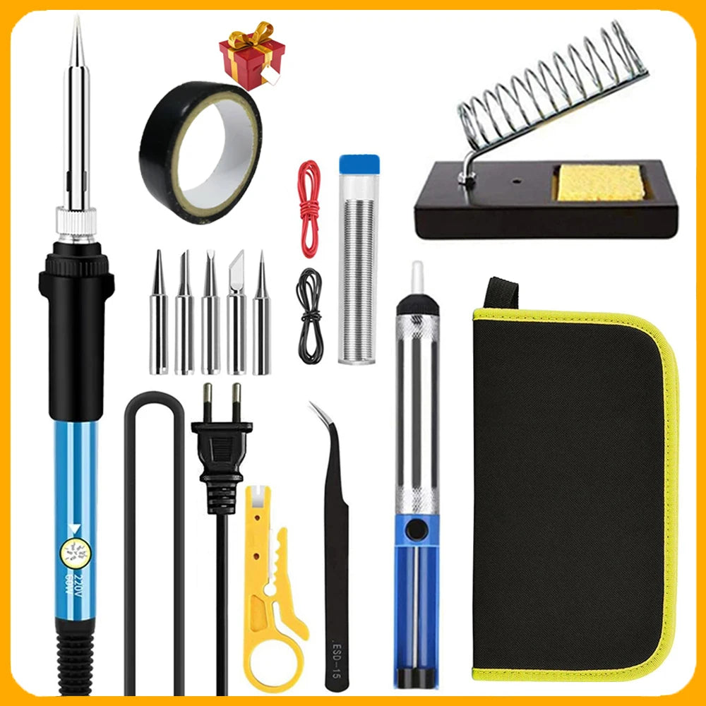 Soldering Iron Kit Welding Tool, 5 Extra Tips EU/US Plug 60W