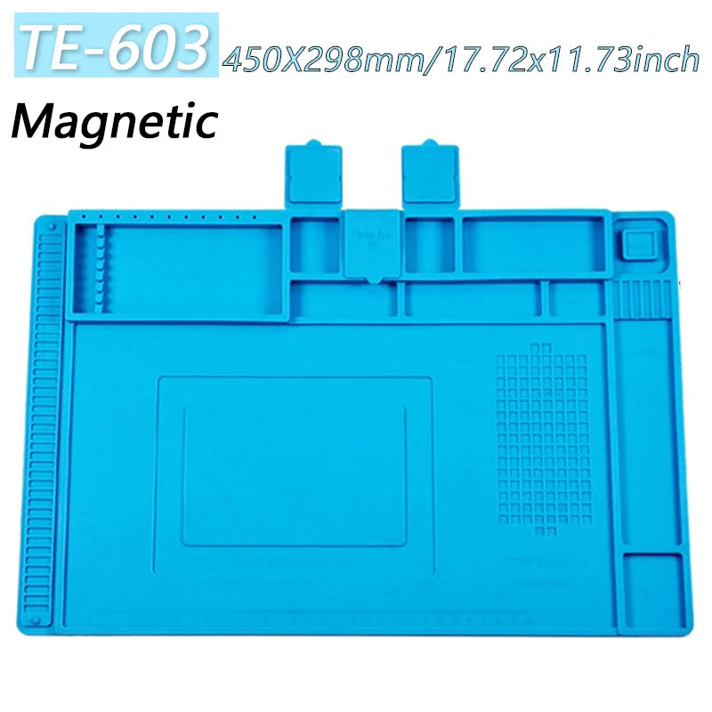 Magnetic Mat Silicone, Soldering Station, Heat Resistant 500°C,Anti-Static for Electronic Repairs