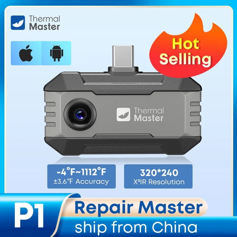 (iPhone&Android) P1 android thermal camera for iphone 320*240 X³IR Resolution 600℃ 25Hz HVAC House Inspection Camera