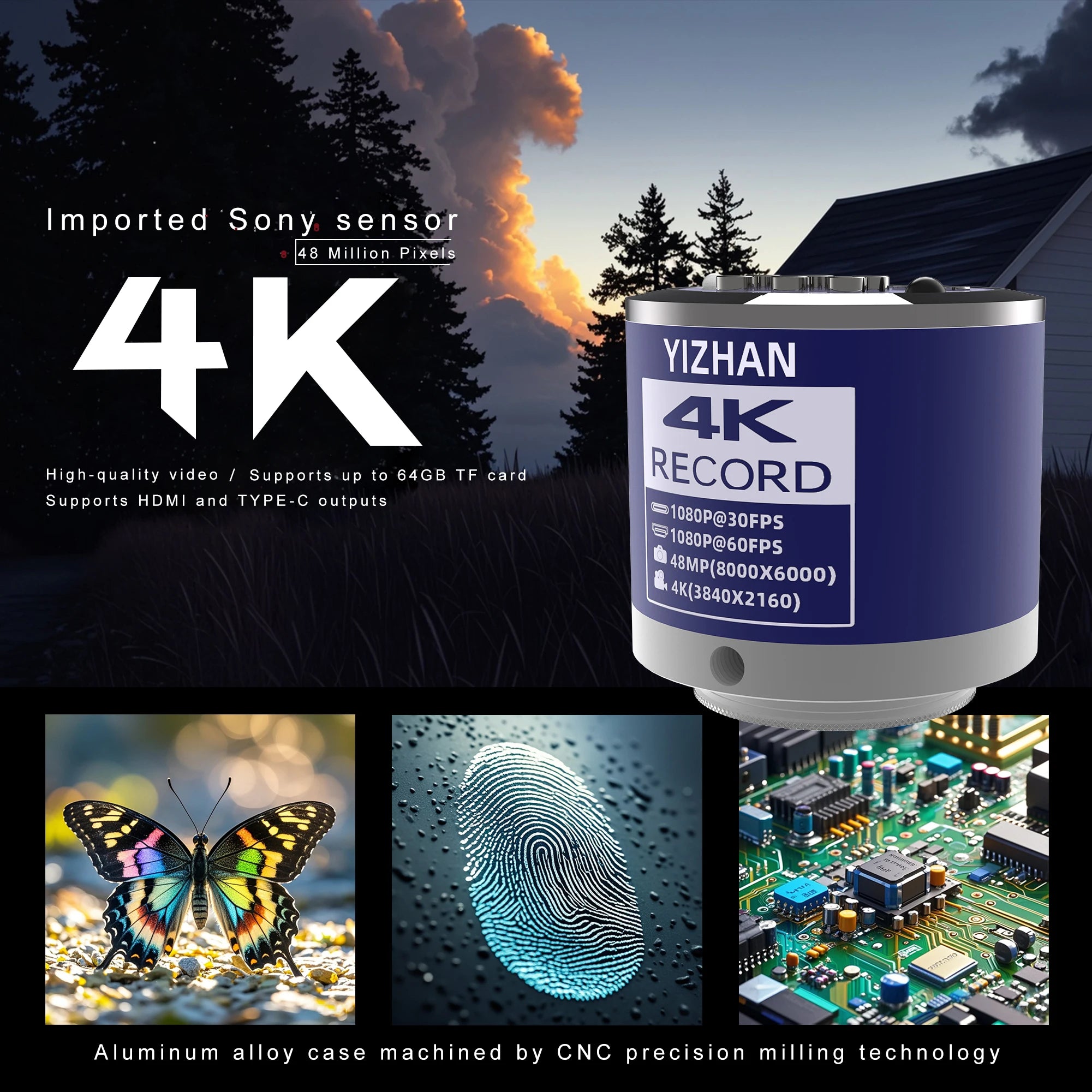 4K 48MP Industrial Microscope With Enhanced Stand, 150X Digital Video Microscope With USB-C HDMI Port For PCB Soldering Repair