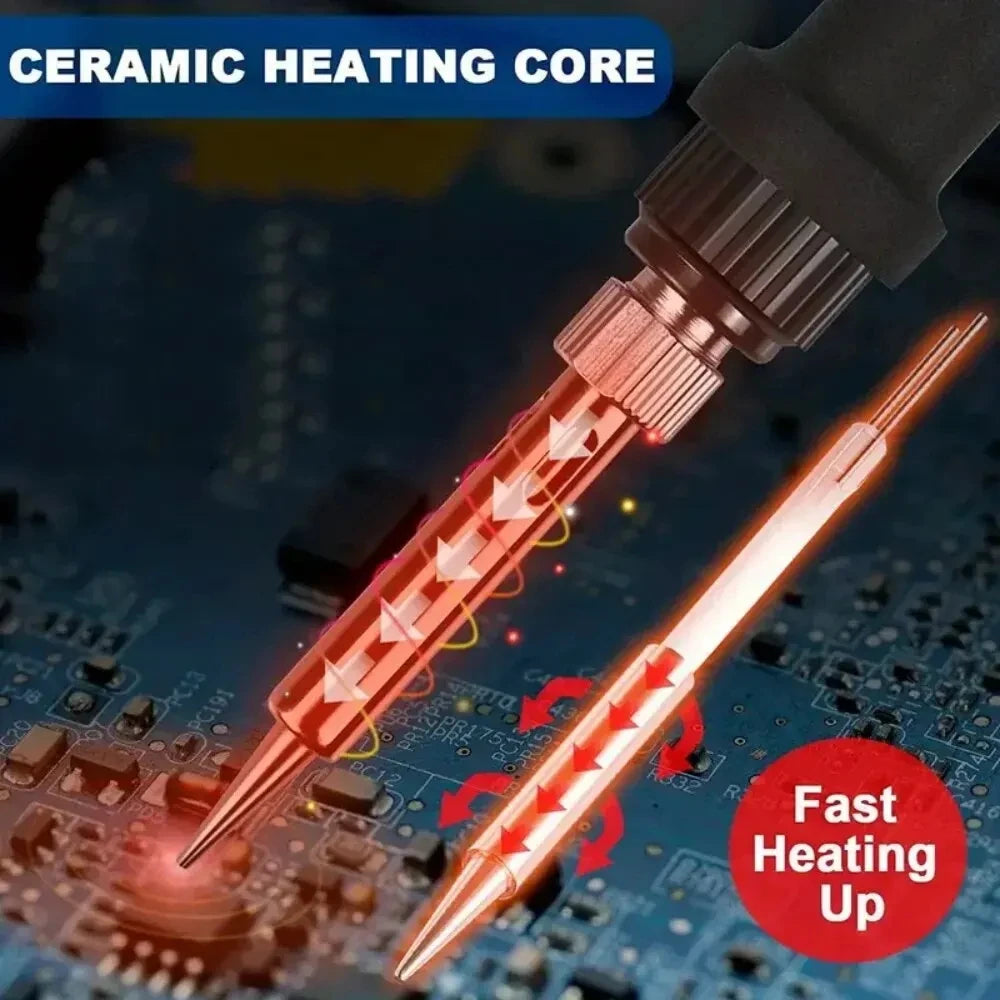 Soldering Iron Kit Welding Tool, 5 Extra Tips EU/US Plug 60W