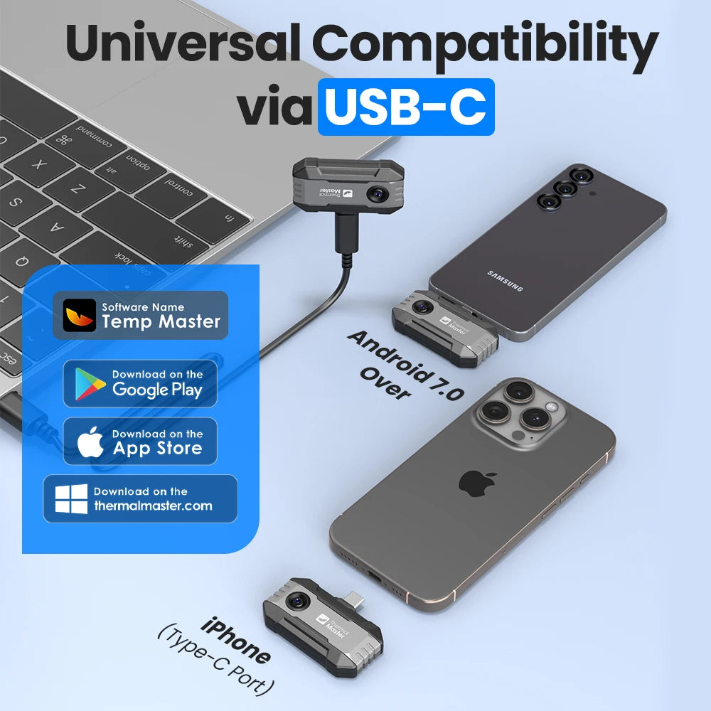 (iPhone&Android) P1 android thermal camera for iphone 320*240 X³IR Resolution 600℃ 25Hz HVAC House Inspection Camera