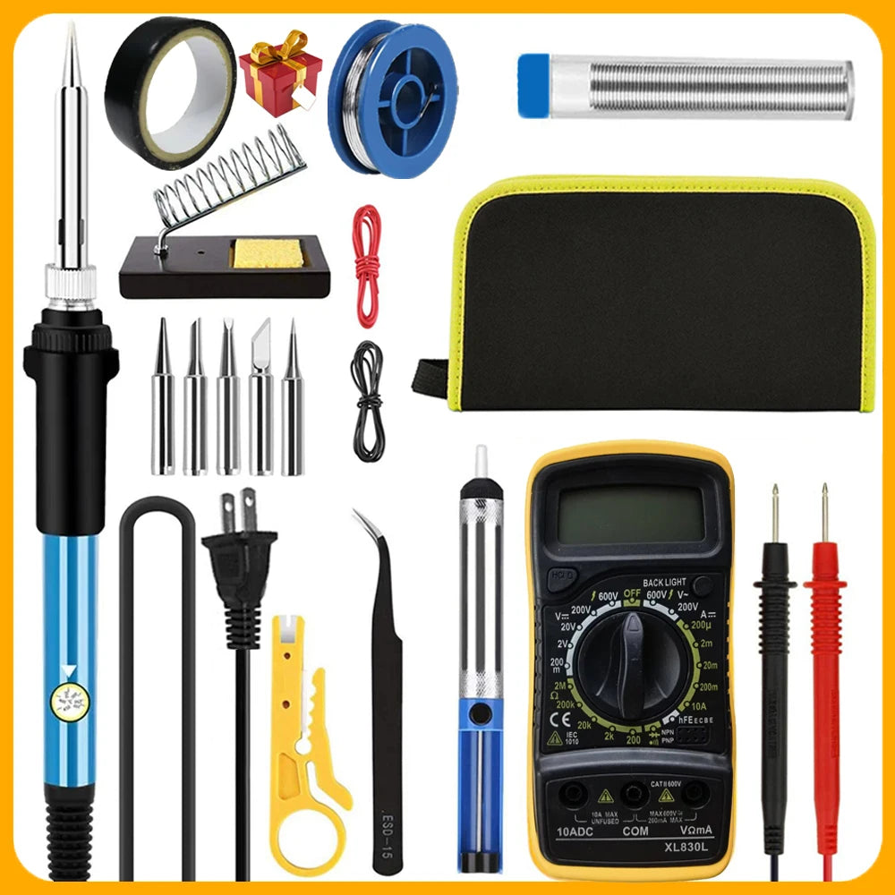 Soldering Iron Kit Welding Tool, 5 Extra Tips EU/US Plug 60W