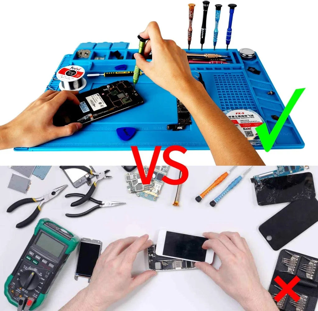 Magnetic Mat Silicone, Soldering Station, Heat Resistant 500°C,Anti-Static for Electronic Repairs