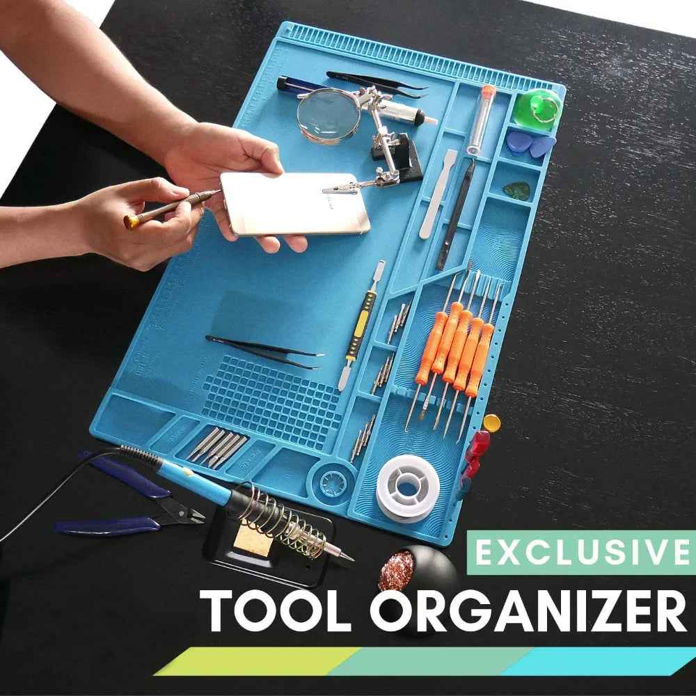 Magnetic Mat Silicone, Soldering Station, Heat Resistant 500°C,Anti-Static for Electronic Repairs