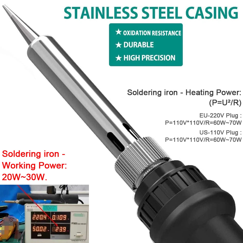 Soldering Iron Kit Welding Tool, 5 Extra Tips EU/US Plug 60W