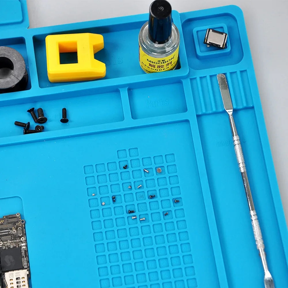 Magnetic Mat Silicone, Soldering Station, Heat Resistant 500°C,Anti-Static for Electronic Repairs